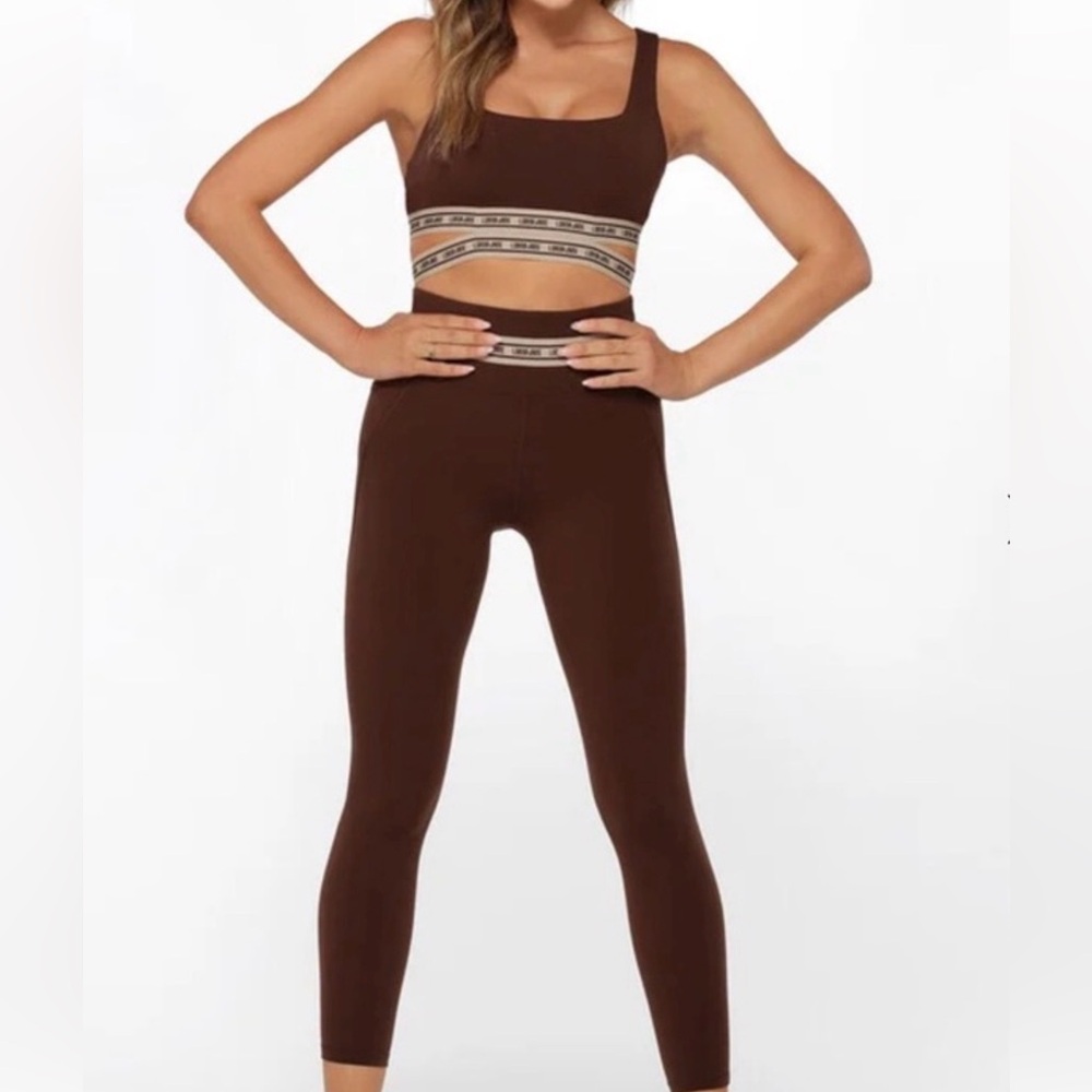 Lorna Jane Matching Set Size M – Espresso Brown Sports Bra + Leggings